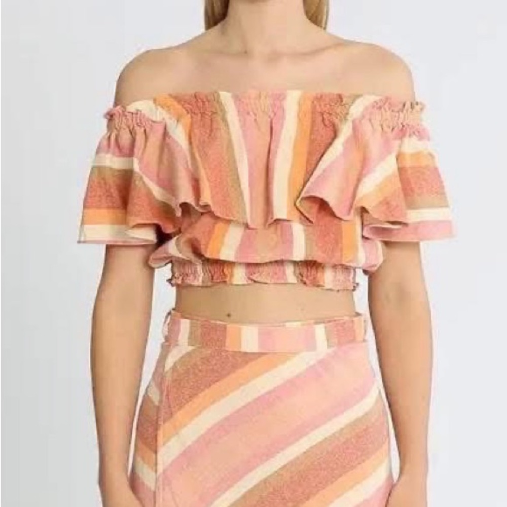Spell Pink and Orange Striped Crop Top